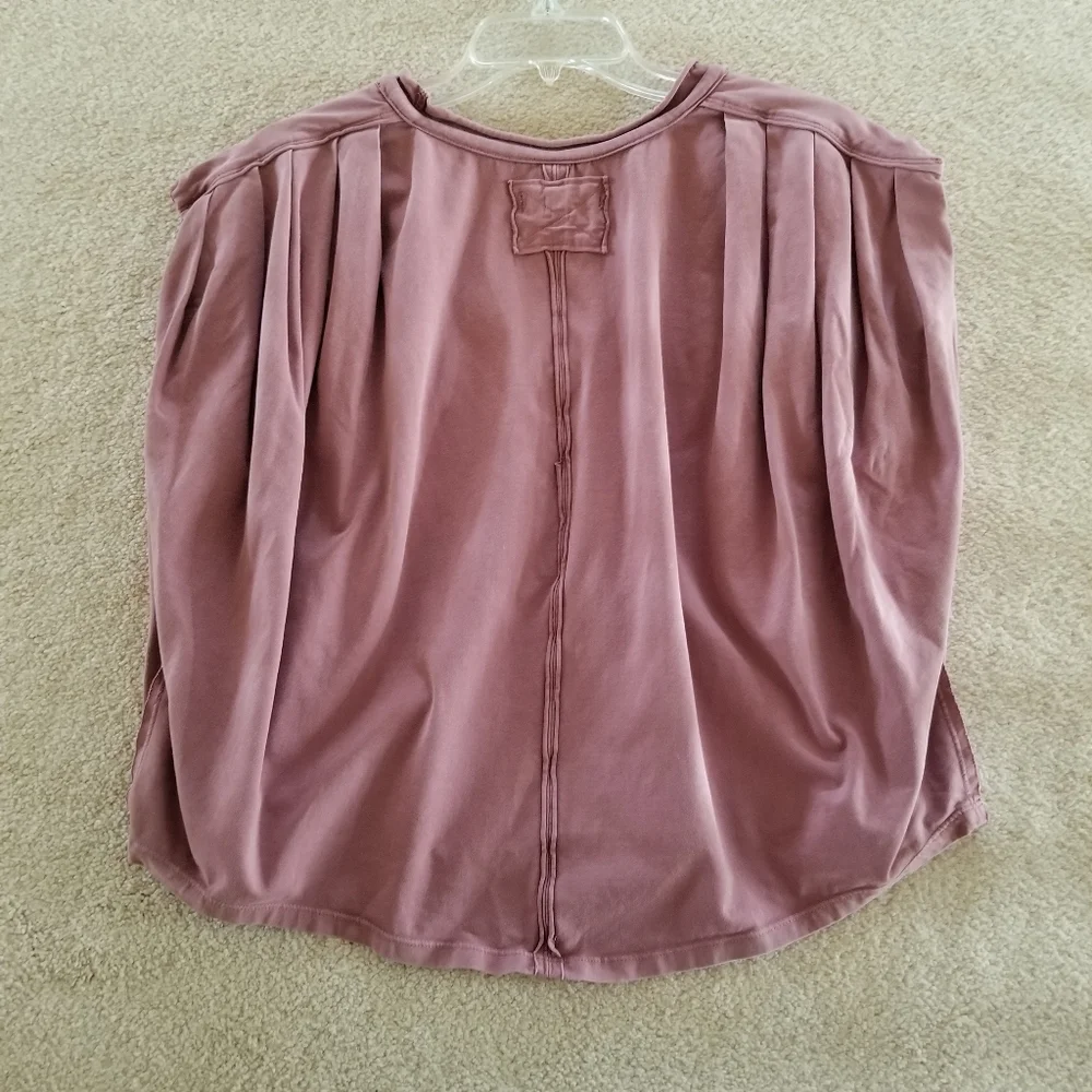 We The Free Pink Mauve Slouchy Oversized Cropped V Neck Top Size S